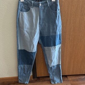 SHEIN Women's Blue Patchwork Straight Pants